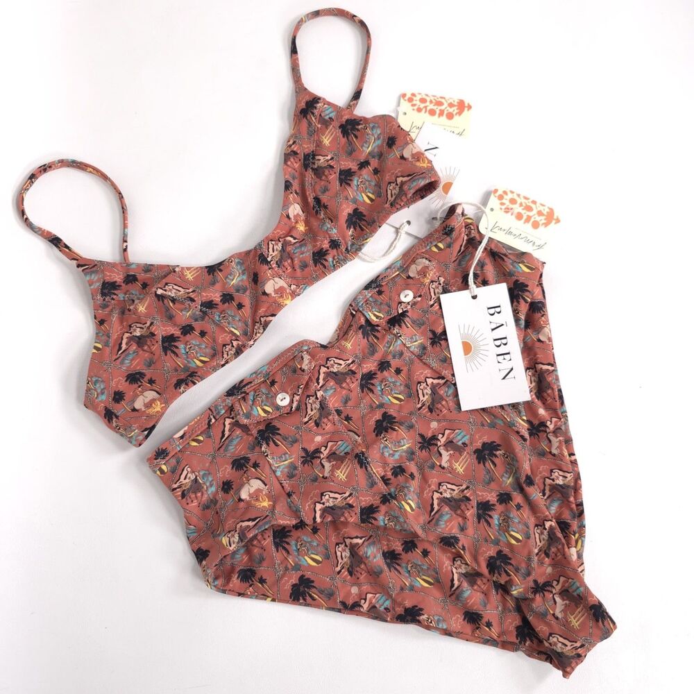 BABEN Womens New Bikini Set MEDIUM‎ Tropical Print Swimwear 97530927